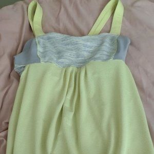 Lululemon Sunset Tank Top size 6 yellow-lime Striped Solid Mesh Drawstring Waist